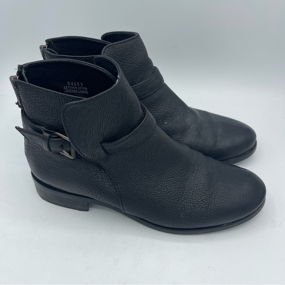 J.Crew Womens Emmett Black Pebbled Leather Ankle Boots Size 7 Side zip/ buckle - Picture 5 of 5